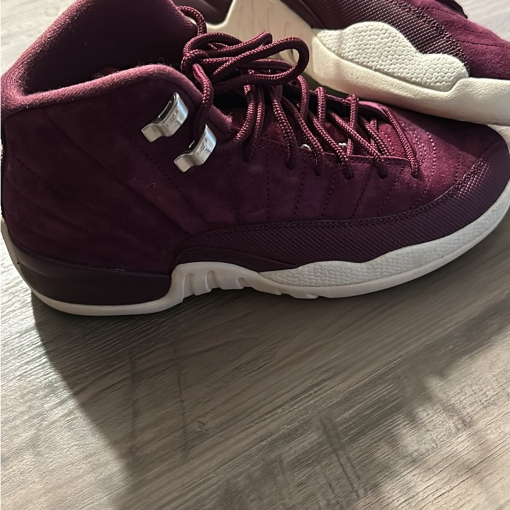 Jordan Women's Sneakers in Burgundy and Cream - Picture 2 of 7